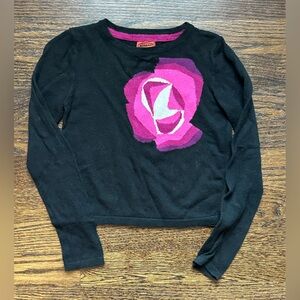 Missoni for Target girls sweater black with pink rose Small (4-5 years)